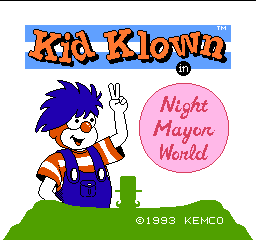 Kid Klown in Night Mayor World (USA) Title Screen